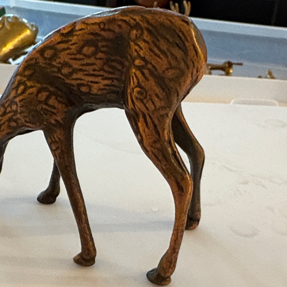 Vintage MCM Hollywood Regency Bronze Brass deer Christmas - Picture 3 of 9